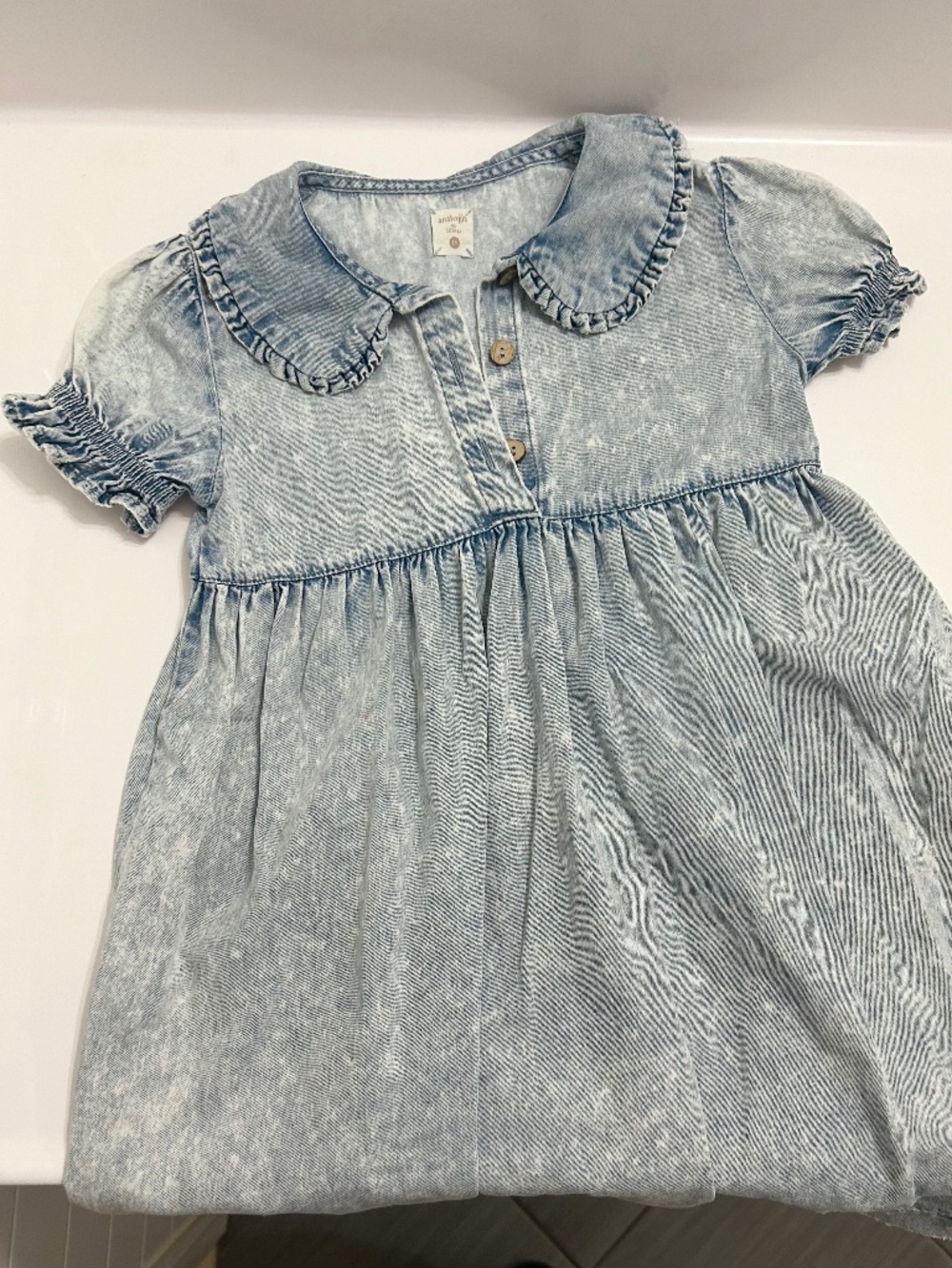 Lil legs washed denim blue girls collar dress 6 years